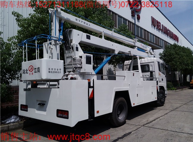 東風(fēng)天錦22米升降車(國五)該車駕駛室為單排帶臥,操作系統(tǒng):設(shè)有上下兩個(gè)操作臺(tái),360°全方位旋轉(zhuǎn)轉(zhuǎn)臺(tái),并可選裝無線遙控操作,上車車輛啟動(dòng)和熄火控制;上裝操作可選用無極調(diào)速;工作斗額定載荷 200kg.